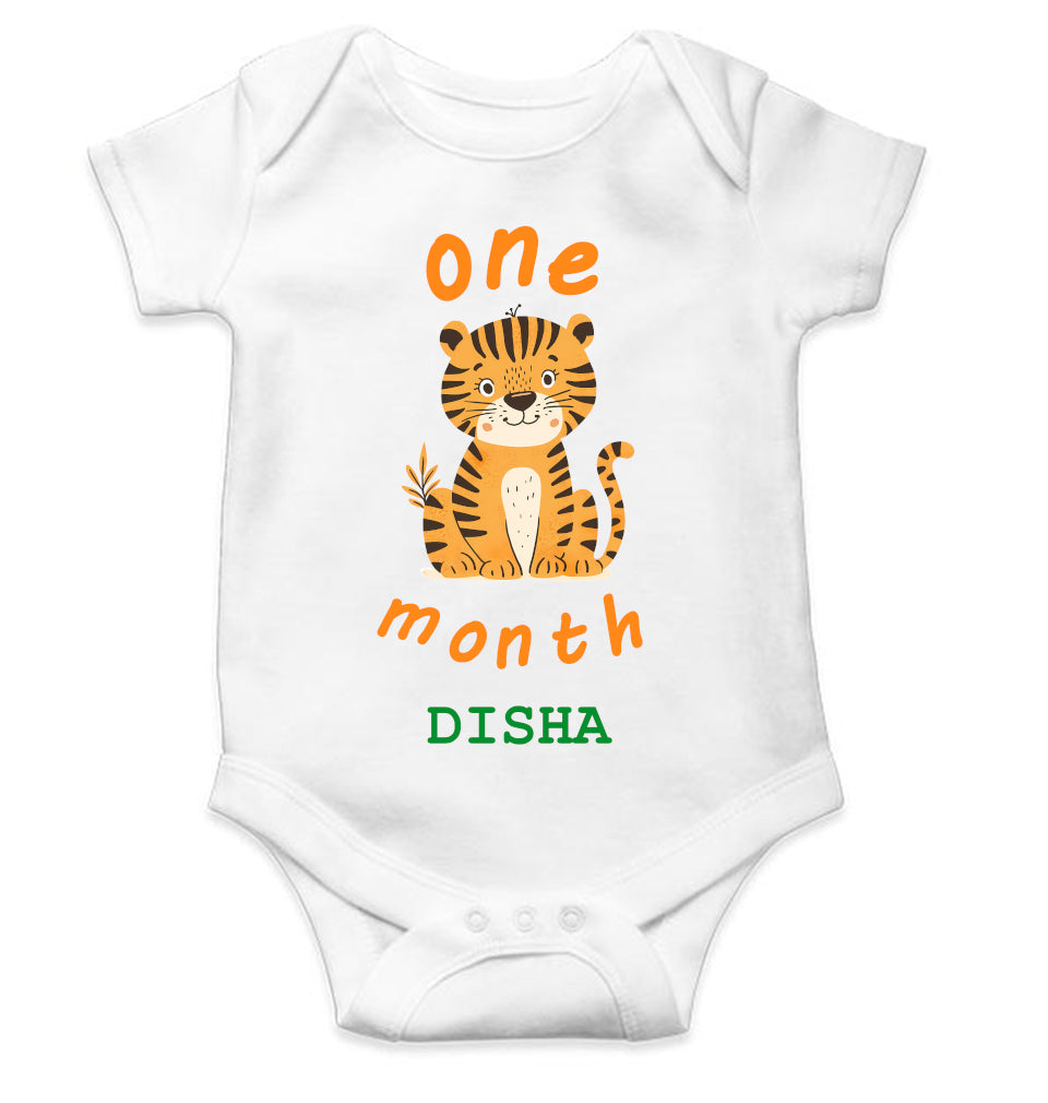 Custom Name One Month Rompers for Baby Girl- FunkyTeesClub