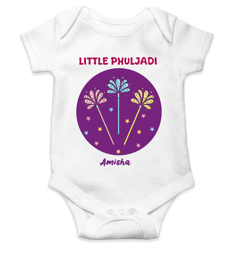 Custom Name Little Phuljadi Diwali Rompers for Baby Girl- FunkyTeesClub
