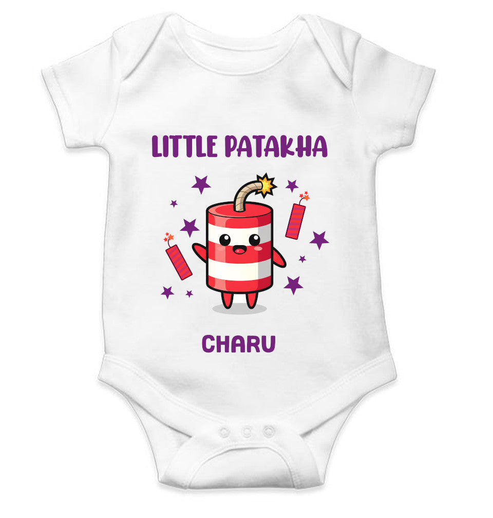 Custom Name Little Patakha Diwali Rompers for Baby Boy- FunkyTeesClub