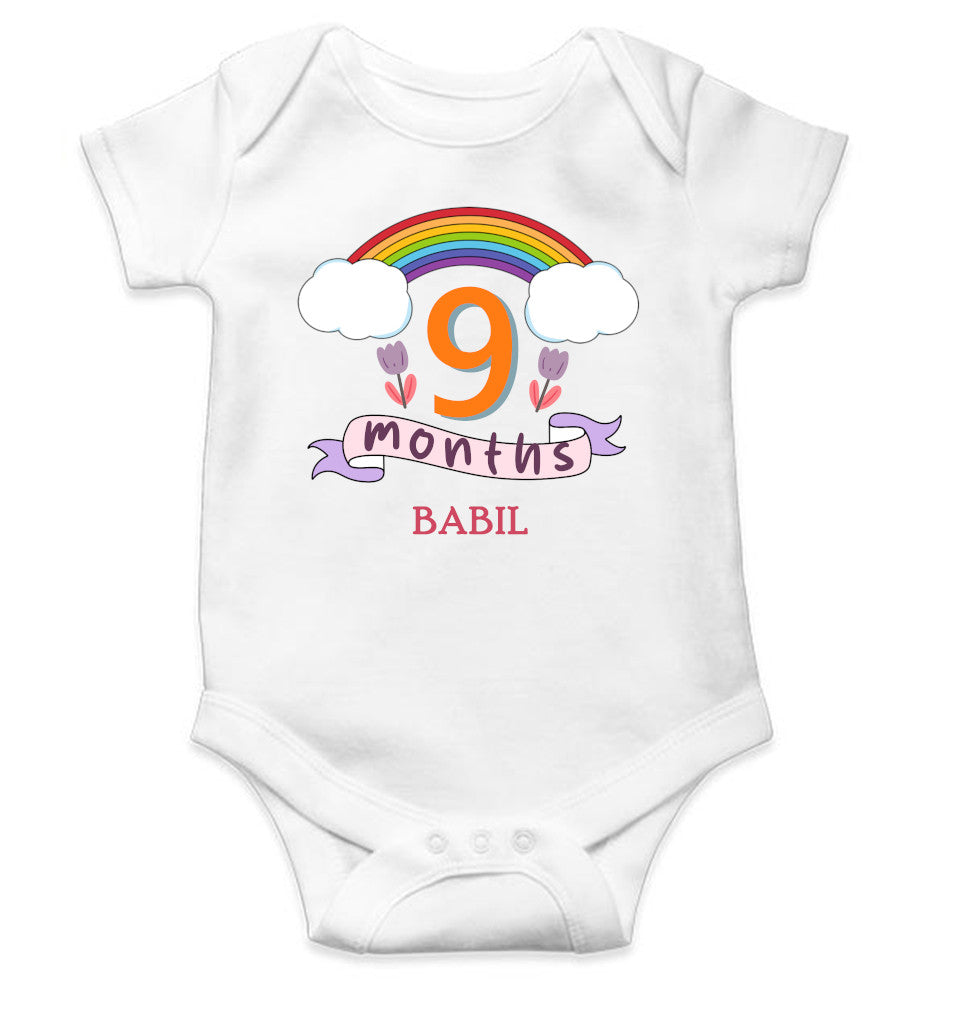 Custom Name Ninth Month Rompers for Baby Boy- FunkyTeesClub
