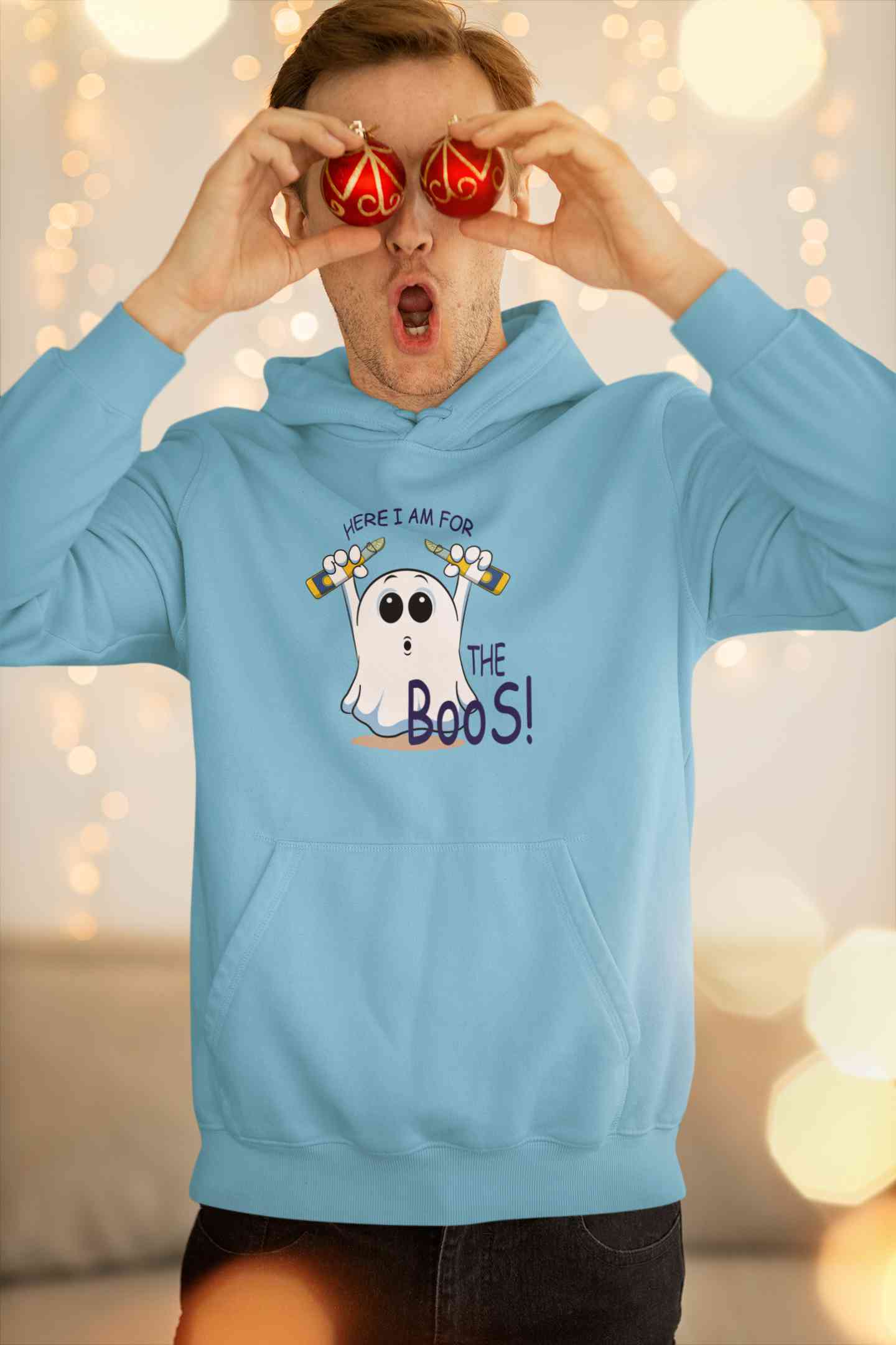 Here For The Boos Funny Graphics Quotes Men Hoodies-FunkyTeesClub