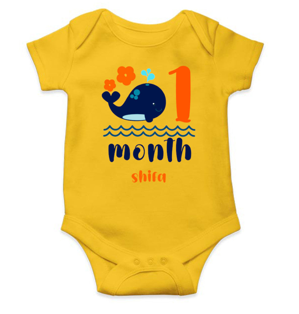 Custom Name Month One Rompers for Baby Girl- FunkyTeesClub