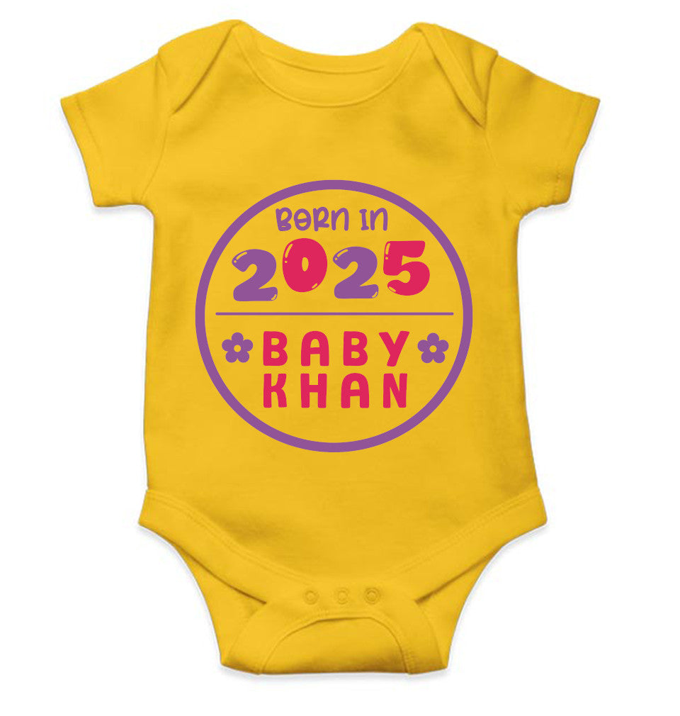 Custom Name Baby Surname And Year New Born Rompers for Baby Girl- FunkyTeesClub