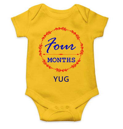 Custom Name Four Months Rompers for Baby Boy- FunkyTeesClub