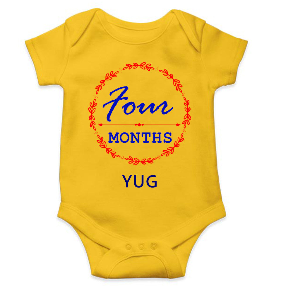 Custom Name Four Months Rompers for Baby Boy- FunkyTeesClub