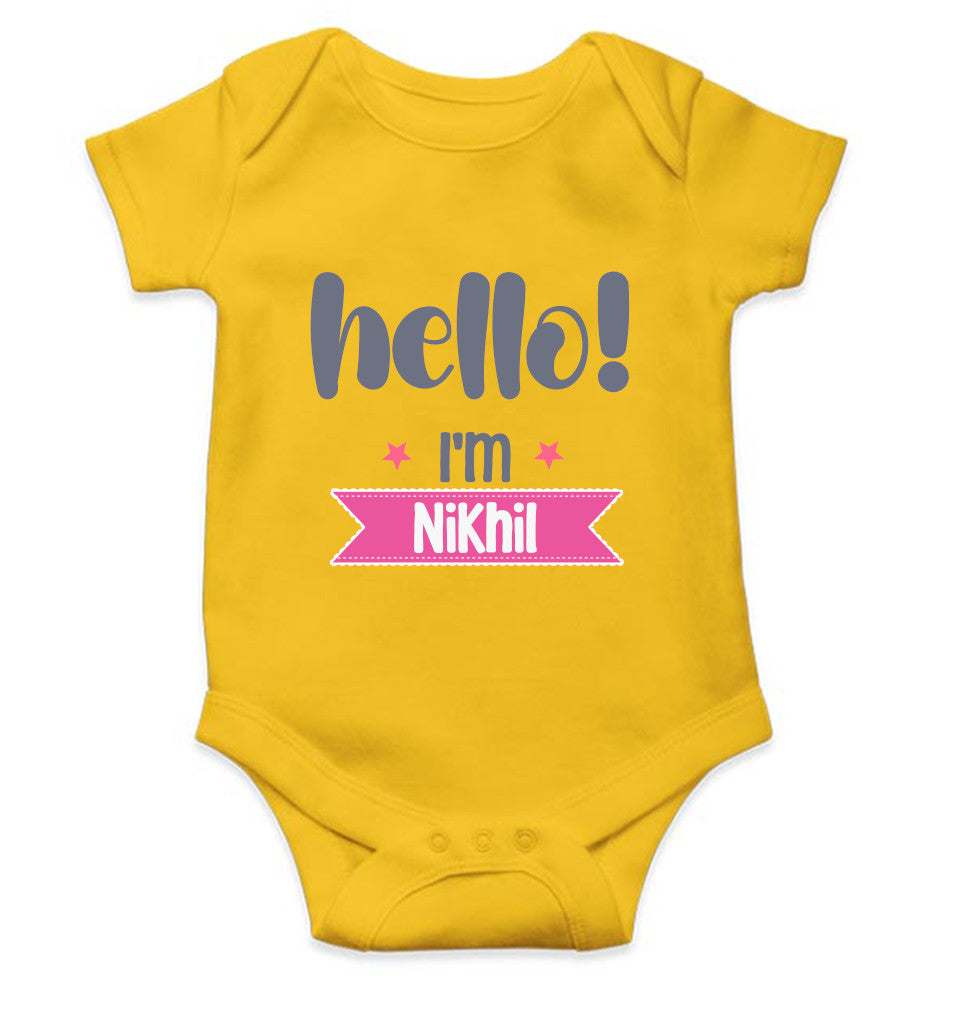 Custom Name Hello New Born Rompers for Baby Boy- FunkyTeesClub