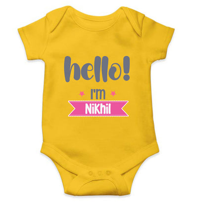 Custom Name Hello New Born Rompers for Baby Boy- FunkyTeesClub