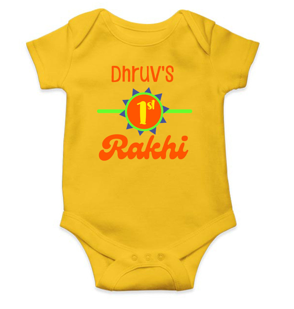 Custom Name My First Rakhi Rakshabadhan Rompers for Baby Boy- FunkyTeesClub
