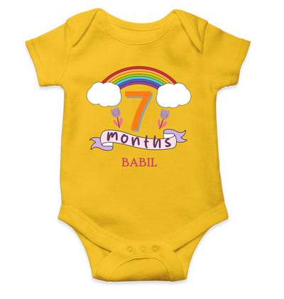 Custom Name Seventh Month Rompers for Baby Boy- FunkyTeesClub