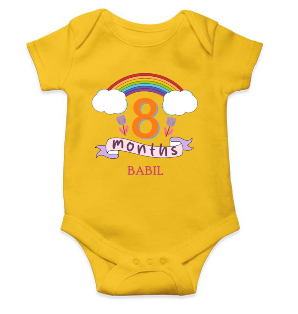 Custom Name Eighth Month Rompers for Baby Boy- FunkyTeesClub