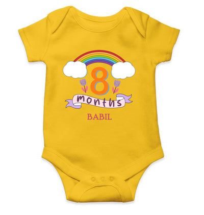 Custom Name Eight Month Rompers for Baby Boy- FunkyTeesClub