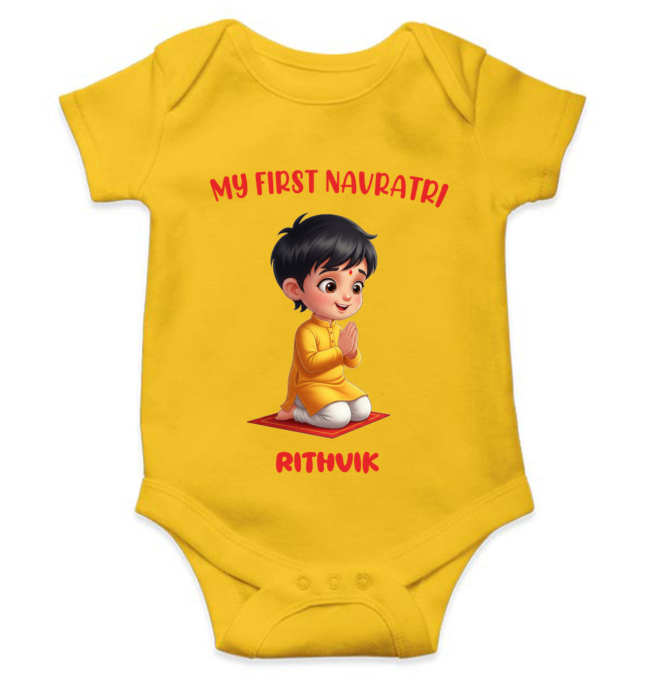 Custom Name My First Navratri Rompers for Baby Boy- FunkyTeesClub