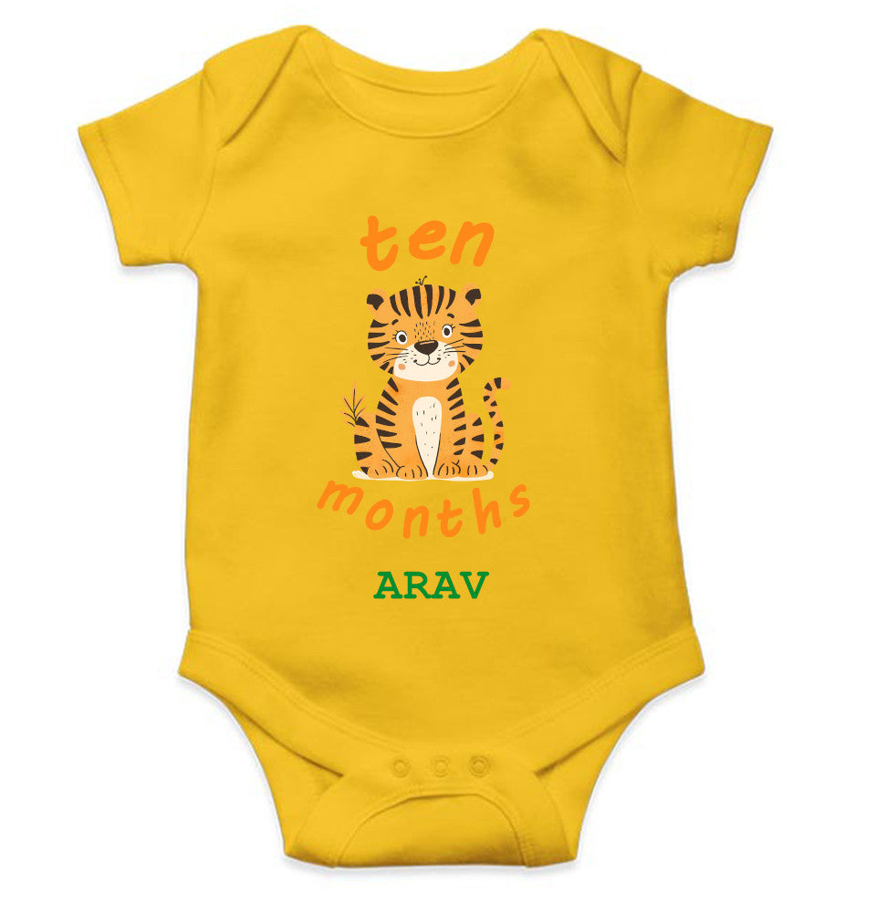 Custom Name Ten Month Rompers for Baby Boy- FunkyTeesClub