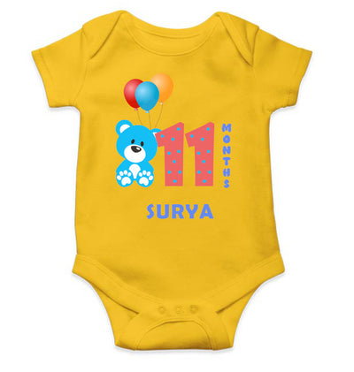 Custom Name Eleventh Month Rompers for Baby Boy- FunkyTeesClub
