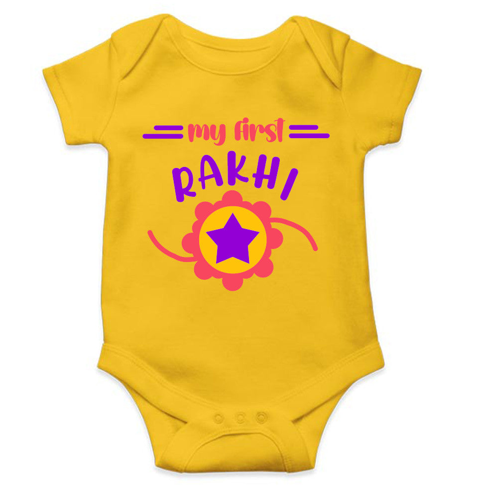 My First Rakhi Rakshabandhan Rompers for Baby Girl- FunkyTeesClub