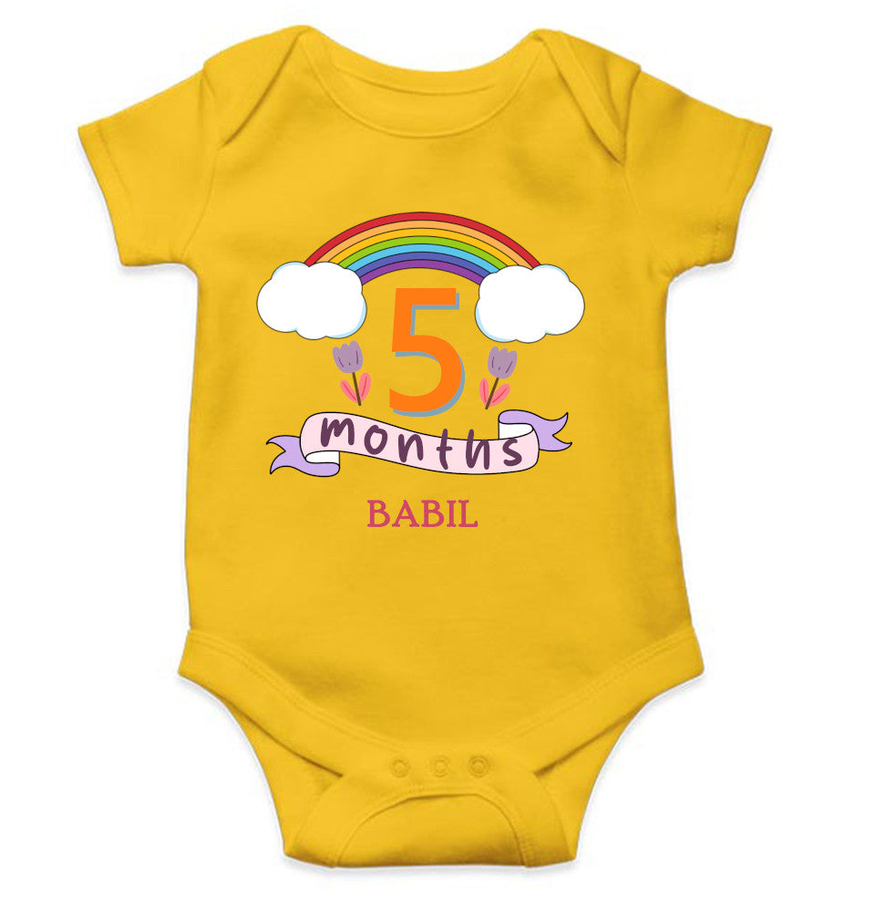 Custom Name Fifth Month Rompers for Baby Boy- FunkyTeesClub