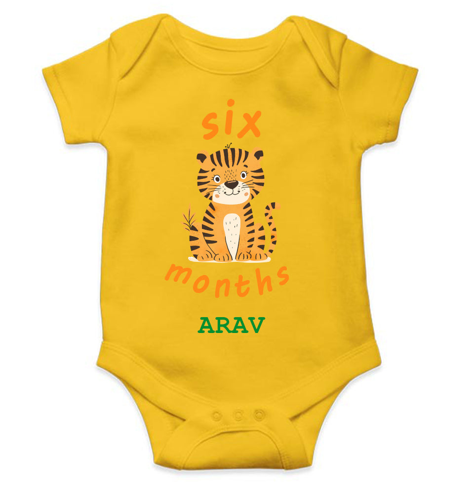 Custom Name Six Month Rompers for Baby Boy- FunkyTeesClub