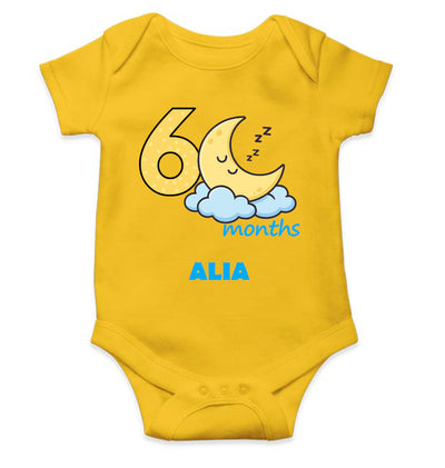 Custom Name Sixth Month Rompers for Baby Girl- FunkyTeesClub