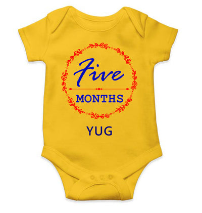 Custom Name Five Months Rompers for Baby Boy- FunkyTeesClub