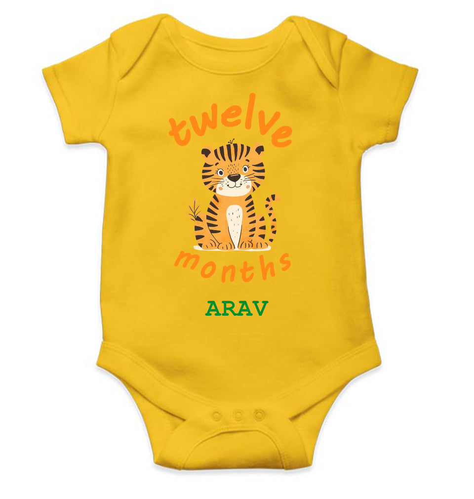 Custom Name Twelve Months Rompers for Baby Boy- FunkyTeesClub