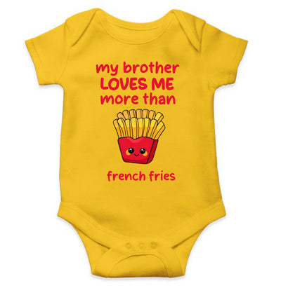 My Brother Loves Me More Than French Fries Rakshabandhan Rompers for Baby Girl- FunkyTeesClub
