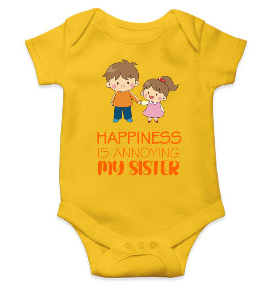 Happiness Is Annoying My Sister Rakshabadhan Rompers for Baby Boy- FunkyTeesClub