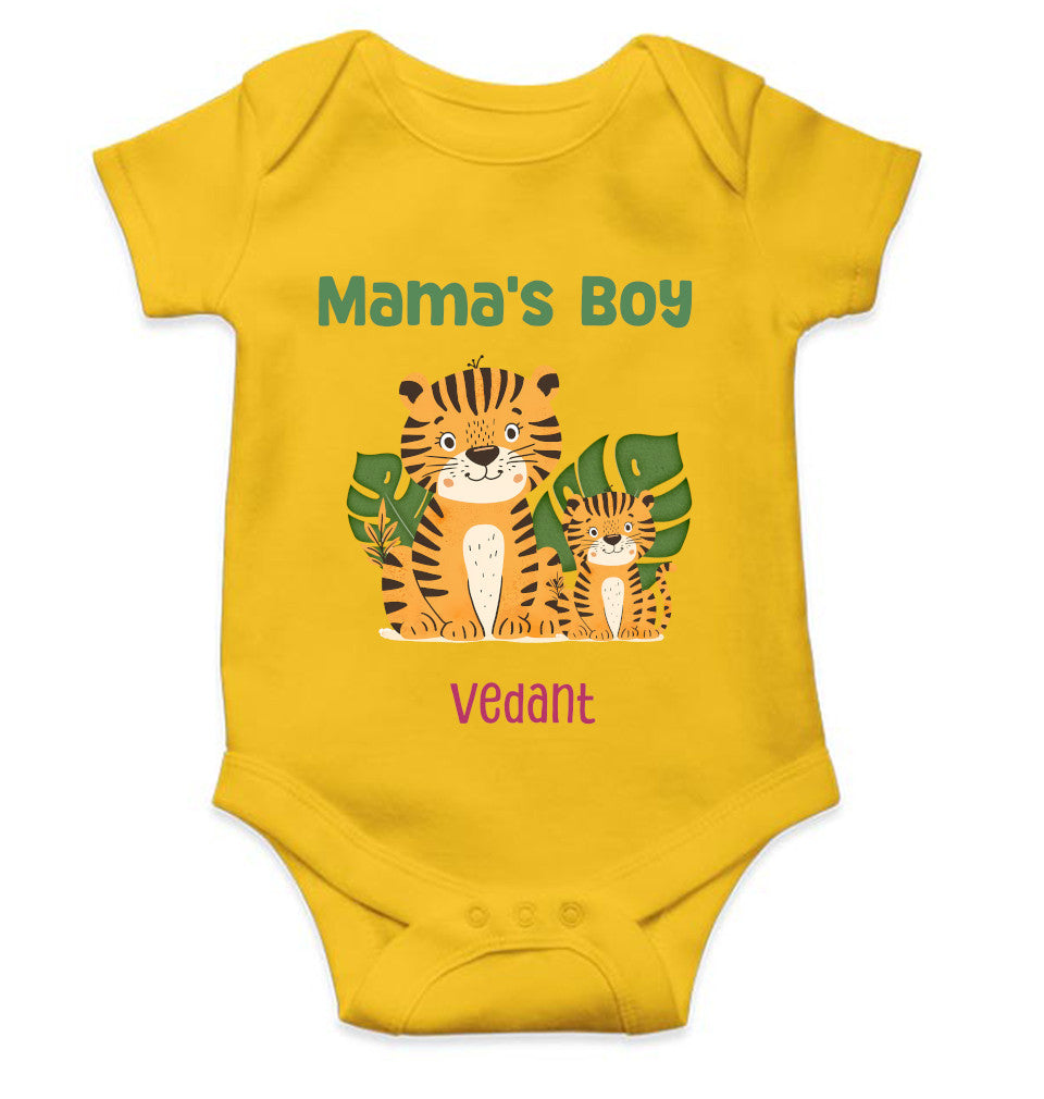 Custom Name Mamas Boy New Born Rompers for Baby Boy- FunkyTeesClub