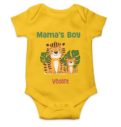 Custom Name Mamas Boy New Born Rompers for Baby Boy- FunkyTeesClub