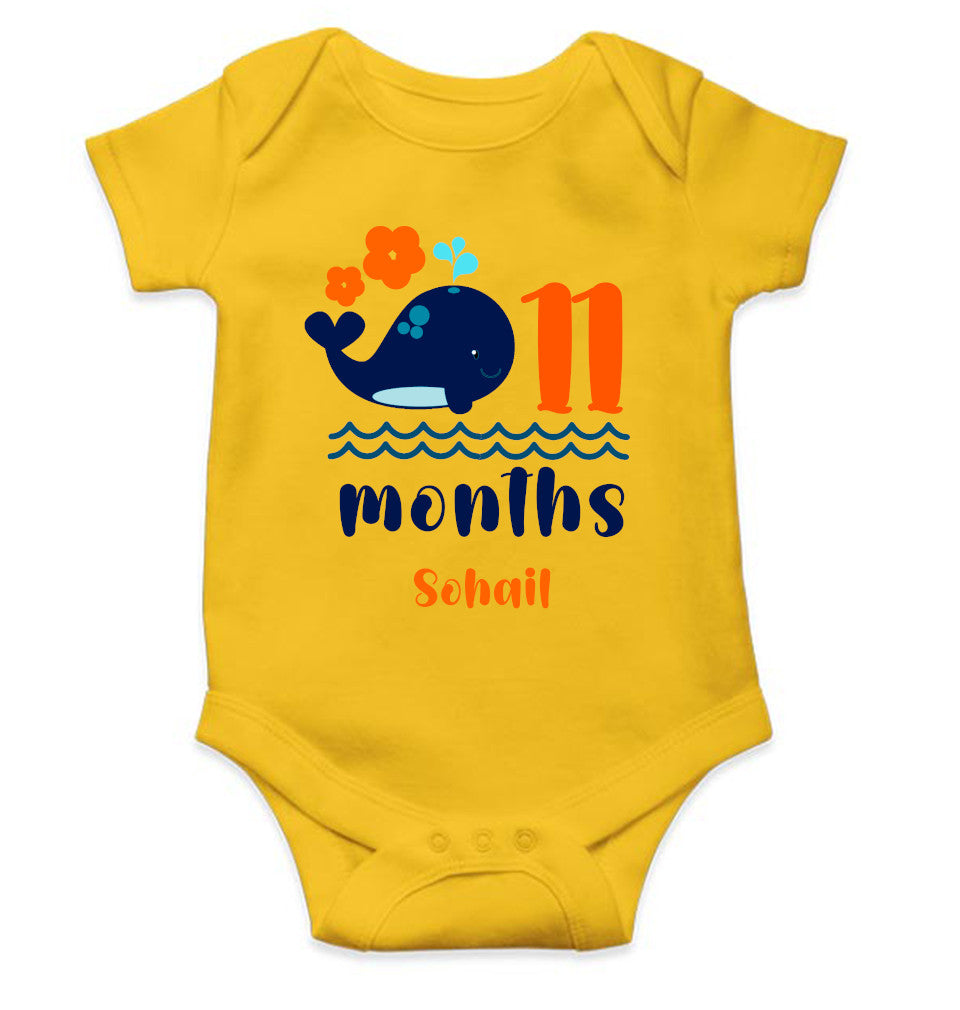 Custom Name Eleventh Month Rompers for Baby Boy- FunkyTeesClub