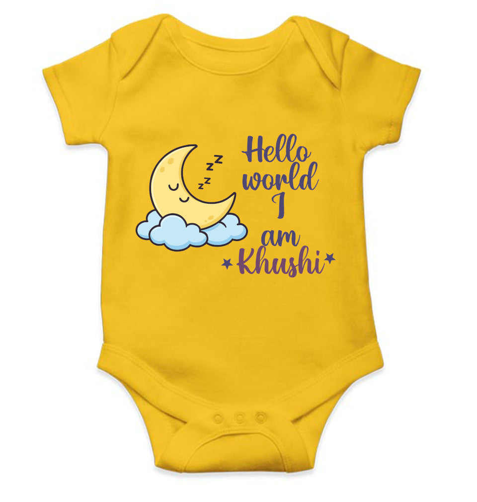 Custom Name Hello World New Born Rompers for Baby Girl- FunkyTeesClub