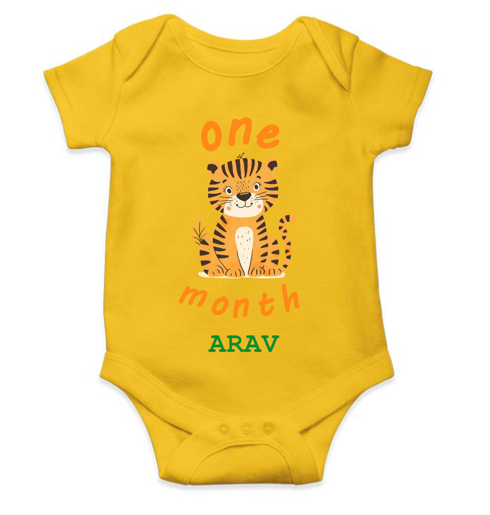 Custom Name One Month Rompers for Baby Boy- FunkyTeesClub