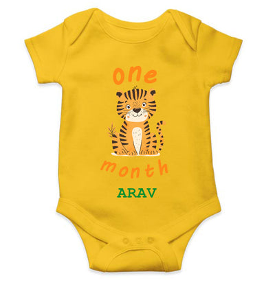 Custom Name One Month Rompers for Baby Boy- FunkyTeesClub