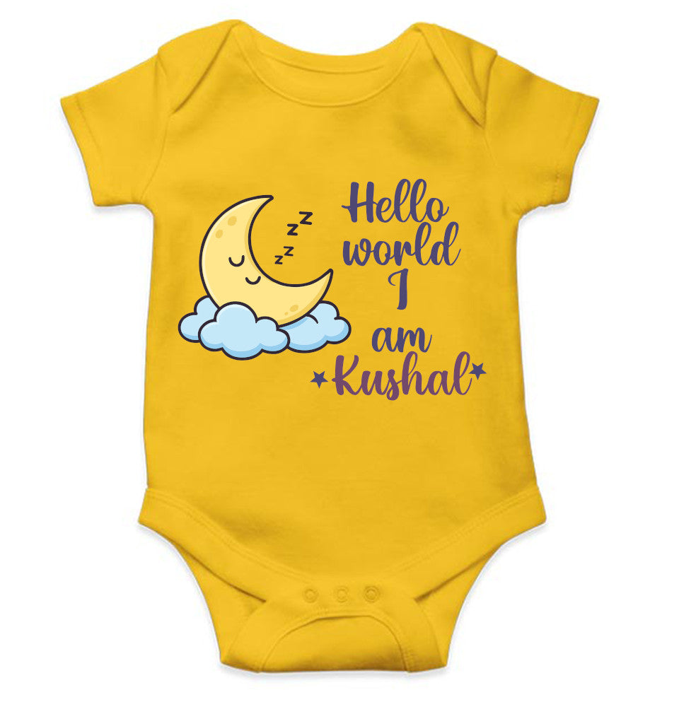 Custom Name Hello World New Born Rompers for Baby Boy- FunkyTeesClub