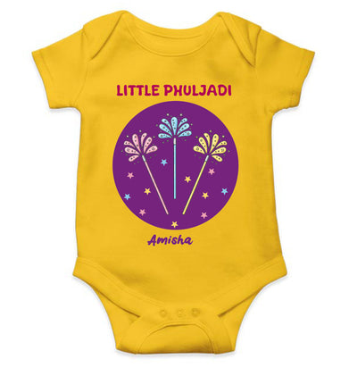 Custom Name Little Phuljadi Diwali Rompers for Baby Girl- FunkyTeesClub
