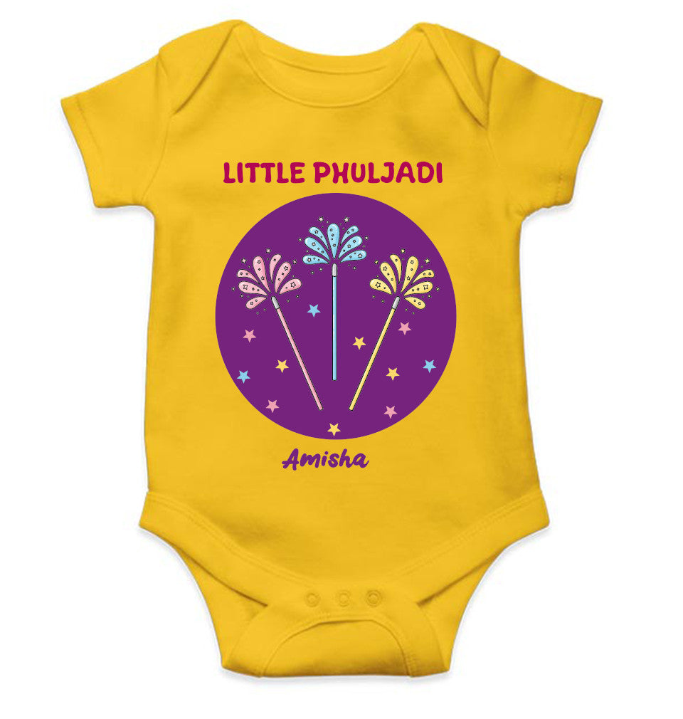 Custom Name Little Phuljadi Diwali Rompers for Baby Girl- FunkyTeesClub