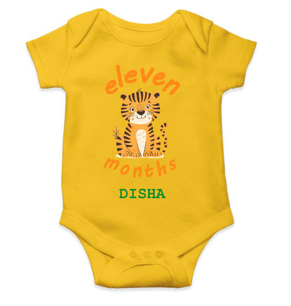 Custom Name Eleven Month Rompers for Baby Girl- FunkyTeesClub