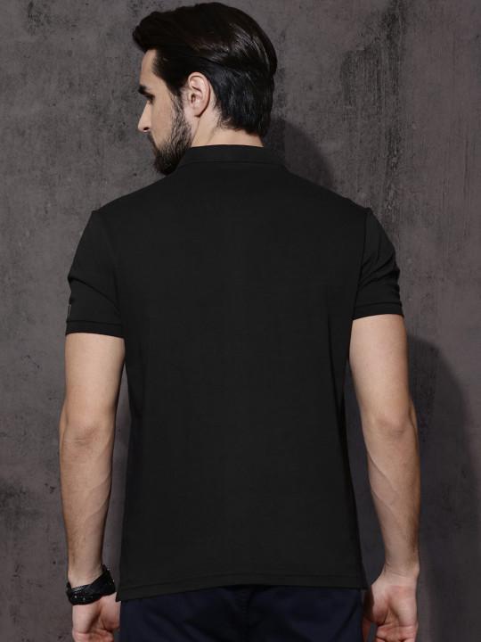 Plain Black Polo T-Shirt-FunkyTeesClub