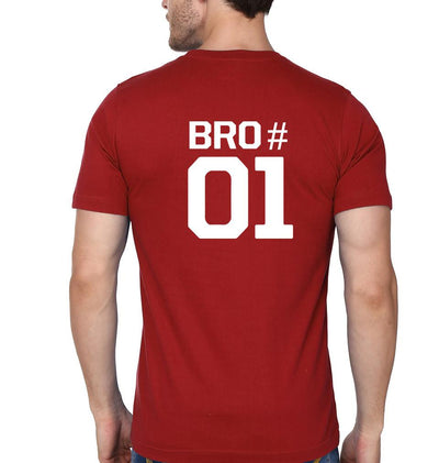 FunkyTees Bro 01 Bro 02 BFF Red Half Sleeve T Shirt