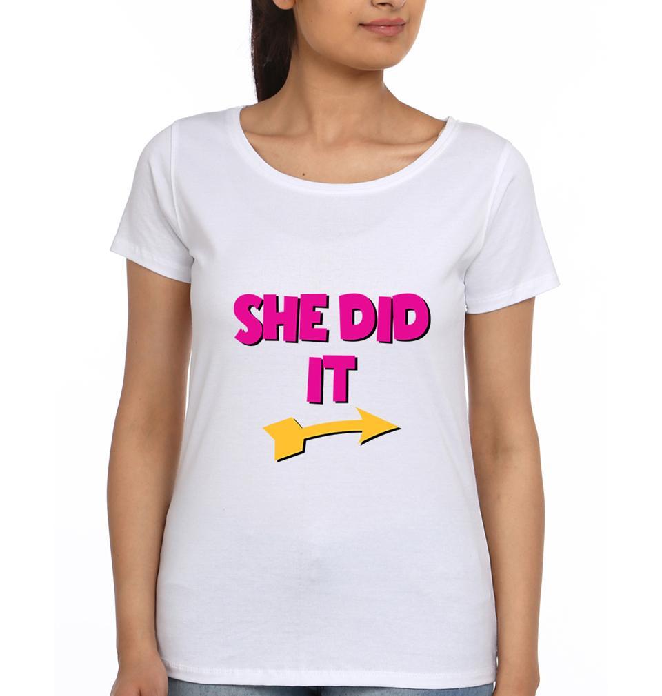 She Did It Sister Sister Half Sleeves T-Shirts -FunkyTees