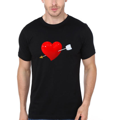 Heart Aerow Couple Half Sleeves T-Shirts -FunkyTees