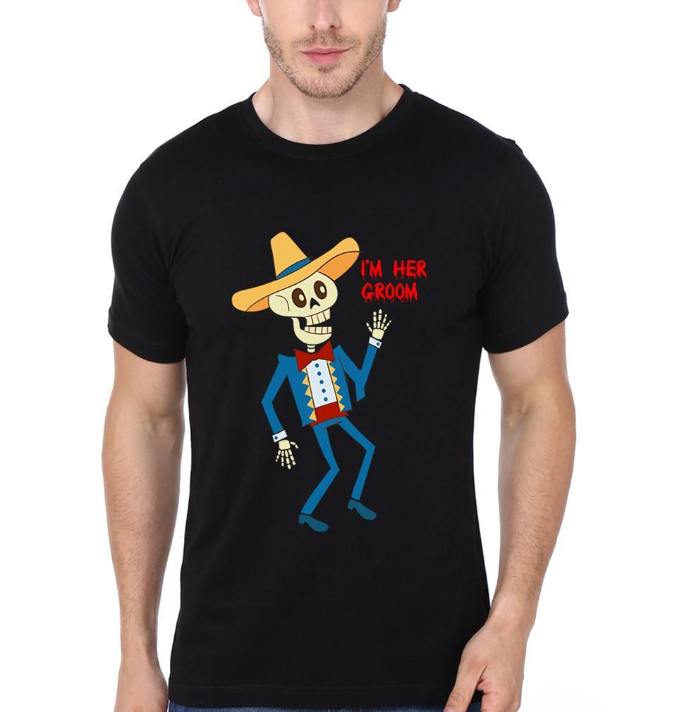 Groom Bride Couple Half Sleeves T-Shirts -FunkyTees