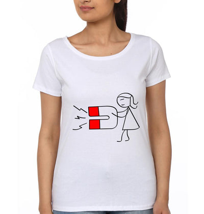 Magnet Couple Half Sleeves T-Shirts -FunkyTees