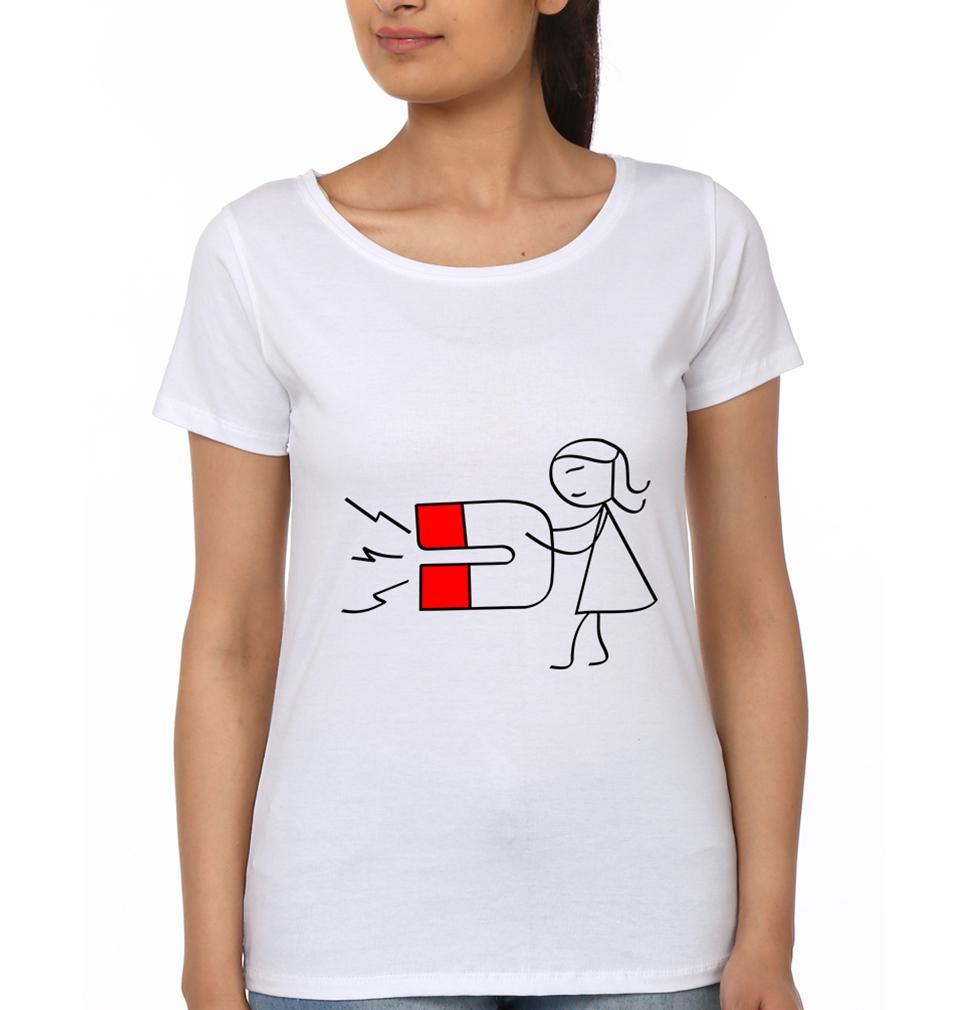 Magnet Couple Half Sleeves T-Shirts -FunkyTees