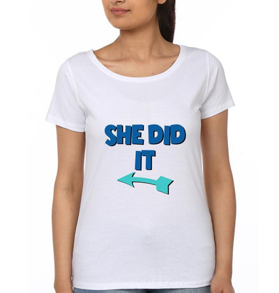 She Did It Sister Sister Half Sleeves T-Shirts -FunkyTees