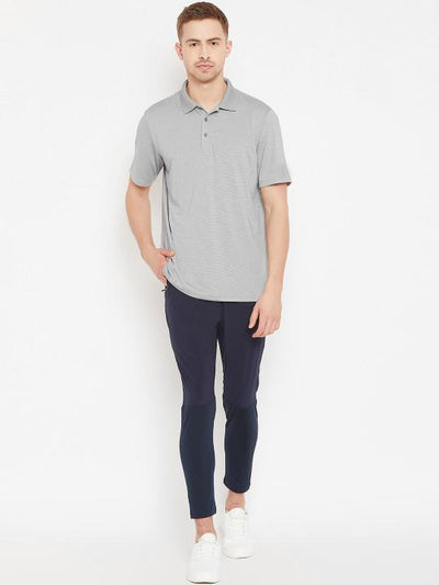 Plain grey melange Polo T-Shirt-FunkyTeesClub