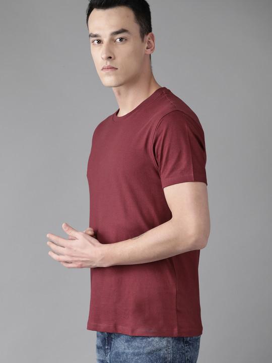 Plain maroon Half Sleeves T-Shirt-FunkyTeesClub