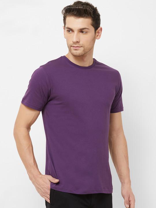 Plain Purple Half Sleeves T-Shirt-FunkyTeesClub