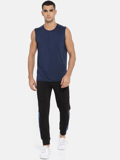 Plain Navy Blue Sleeveless T-Shirt-FunkyTeesClub