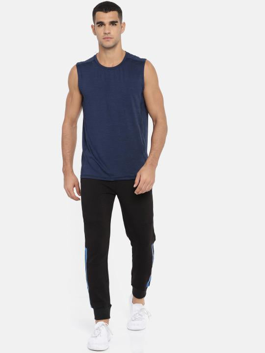 Plain Navy Blue Sleeveless T-Shirt-FunkyTeesClub