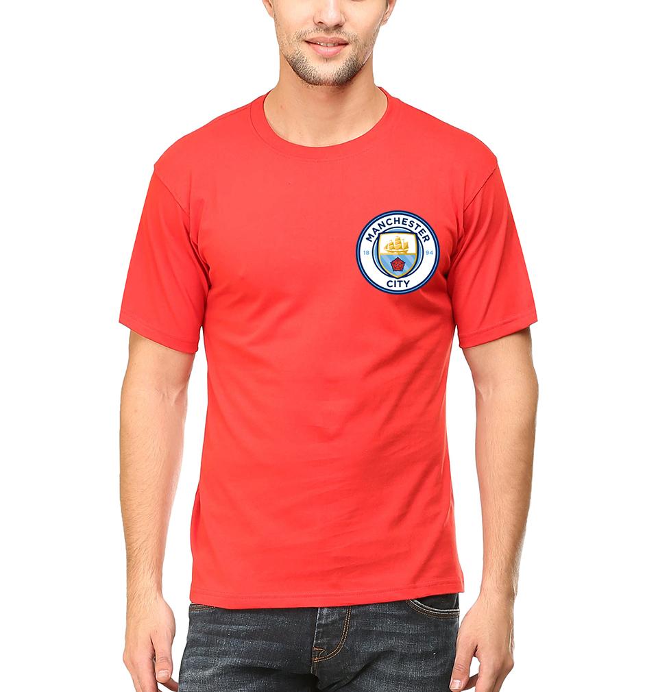 Manchester City Logo Men Half Sleeves T-Shirts-FunkyTeesClub
